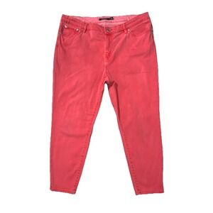 Lauren Ralph Lauren Women's 18W Premier Skinny Cropped Jean Red Casual Preppy